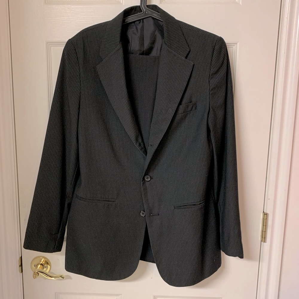 Pinstripe black and white two piece suit